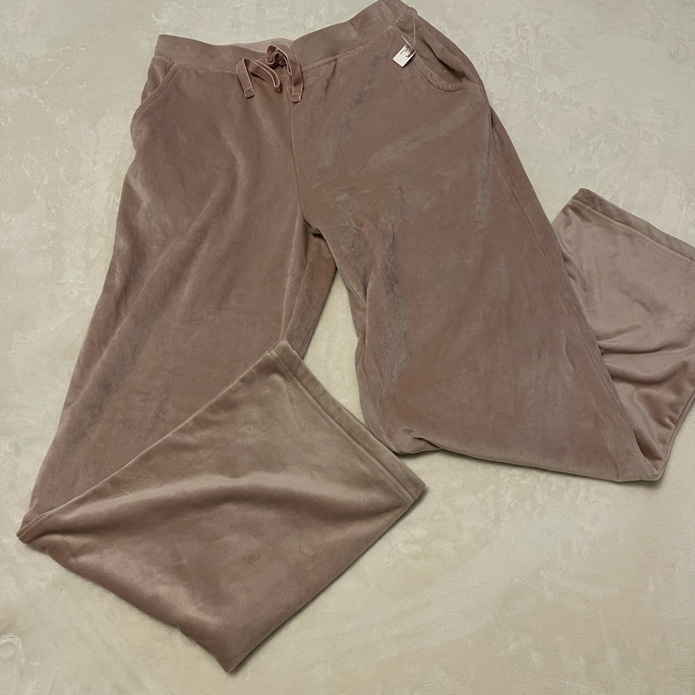 NWT House of Harlow Velour Wide Leg Lounge Pants S Mauve Taupe Y2K Luxe Blush